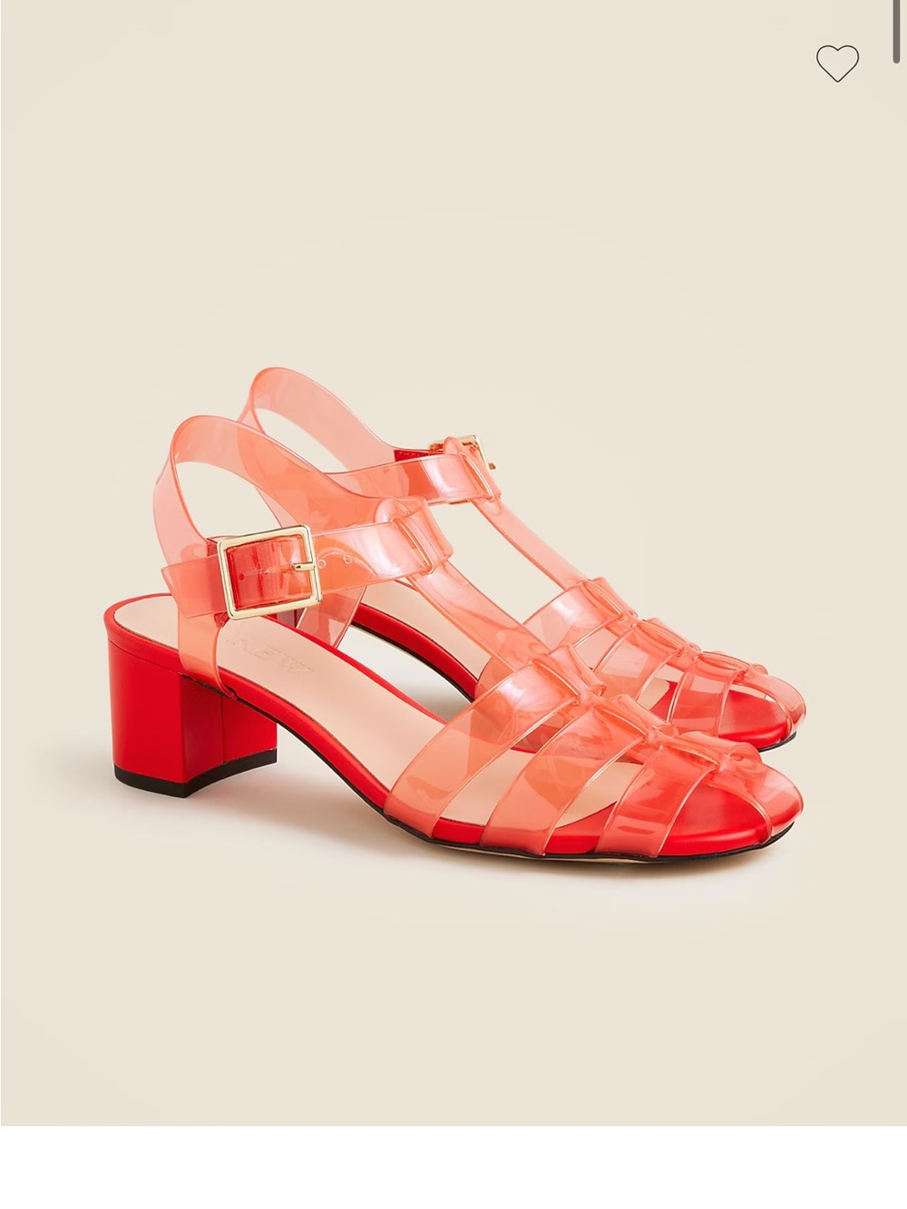 J. Crew Coral Red Jelly Block Heel Sandals